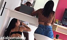 Naughty Wife Teases Husband In Kitchen While Distracted Friend Flirts With Him