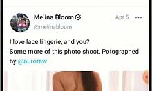 melina bloom gives deepthroat blowjob and swallows cum