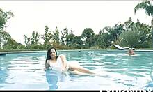 Young Brunette Jenna J Ross Strips And Plays With Herself By The Pool!