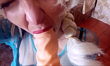 elsa cosplay licked with toys in thong