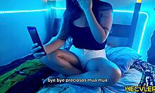 Latina teen interrupts stream, strips naked!