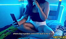 Latina teen interrupts stream, strips naked!