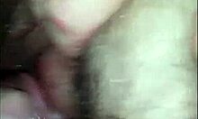 He loves playing with her hairy pussy