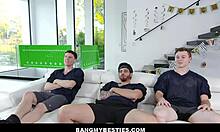 Redhead And Brunette Spread Pussies In Doggystyle Group