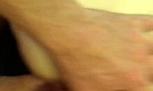 This amateur babe gets a huge load dumped on her ass at home