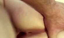 This amateur babe gets a huge load dumped on her ass at home