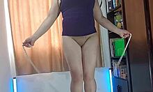 Latina Wife Feels Excited Doing Naked Workouts on Halloween