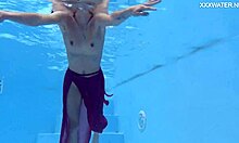 Skinny Hermione Ganger, tiny pornstar, gets wet by poolside