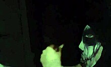 Girlfriend chokes on big black cocks in costume