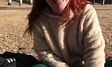 Orgasm control play with vibrator in the park for hot couple