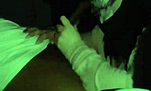 Girlfriend chokes on big black cocks in costume