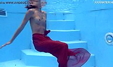 Skinny Hermione Ganger, tiny pornstar, gets wet by poolside