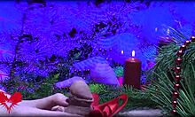 mrs santa claus gives hubby handjob and fingers his peehole close-up