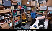 Tiny blonde Catarina caught shoplifting in garage