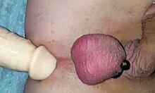 Gay Guy Fucking Big Dildo in Nature