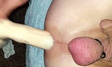 Gay Guy Fucking Big Dildo in Nature