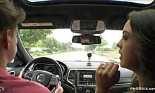 busty nicole sage is so eager to suck that monster cock with her boyfriend in a hot bisexual threesome