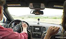 busty nicole sage is so eager to suck that monster cock with her boyfriend in a hot bisexual threesome