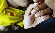 Busty Teen 18+ Teases Pussy With Dildo