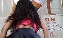 Sexy ebony latina brunette performs ass war dance