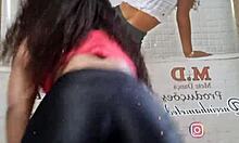 Sexy ebony latina brunette performs ass war dance