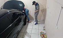 The boss and client couldn't resist their urges in the mechanic's workshop