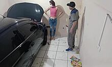 The boss and client couldn't resist their urges in the mechanic's workshop