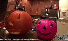 Hot Teen Babe Carves Pumpkin Then Fucks It
