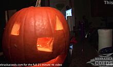 Hot Teen Babe Carves Pumpkin Then Fucks It