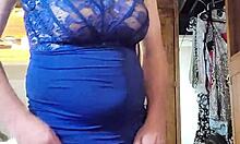 'Teasing this cock in my blue dress, part 1,' she says