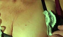 Amateur milf cums outdoors in stockings on halloween