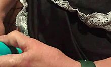 Amateur milf cums outdoors in stockings on halloween