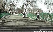 Blonde milf licks shaved teen pussy