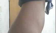 old black amateur masturbates to squirting orgasm while asian mature babe watches in cuckold scene