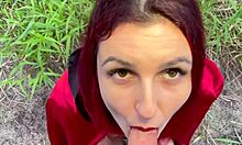 Redhead latina pernocas seduces bad wolf in forest cosplay. 😈