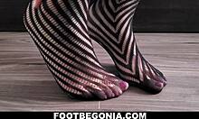 My sexy feet and pretty toes shine in black stockings.