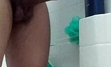 i'm washing my big brown dick close-up