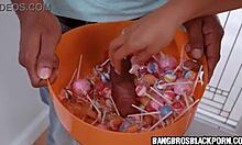 Black girl in nurse costume SCORES BIG at this wild house party.