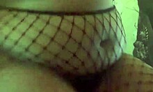 Chubby Teen In Fishnets Plays With Belly!