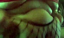 Chubby Teen In Fishnets Plays With Belly!