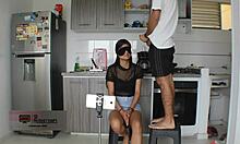 Stepsister plays, sucks dick, ends with cum in pussy