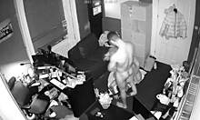 Wild gay threesome explodes at work on webcam with bareback!