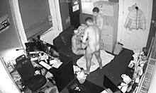 Wild gay threesome explodes at work on webcam with bareback!