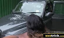 Classy british ebony milf has casual fun with young cabbie