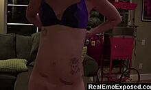 Alt babe sky fucks on couch