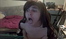 Teen Shemale Dildoing Mouth, Stroking Cock