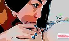 Naughty cousin performs intense blowjob and swallows cum in cartoon