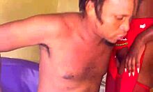 Horny lady in red craves licking, cunnilingus, and hard fucking on shaved pussy