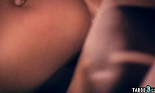 Petite teen rides two strangers in double penetration.