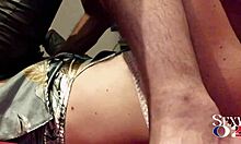 White Slut In Satin Thong Gets Fucked!